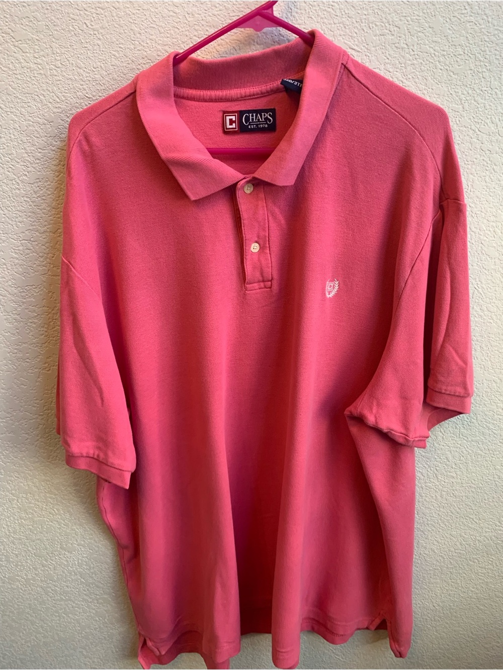 Chaps Men's Polo Shirt - Coral Pink